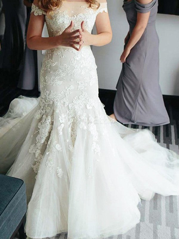 Ivory Lace A-Line Off-the-Shoulder Floor-Length Bridesmaid Dress