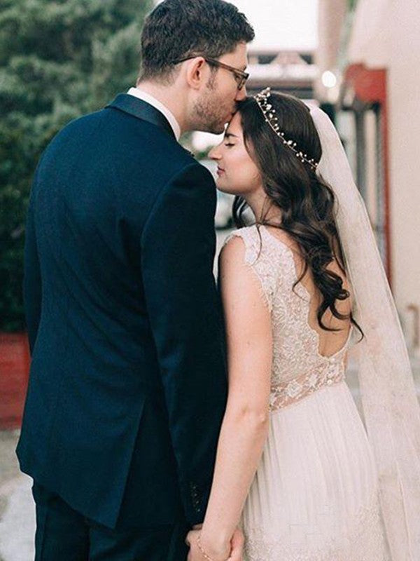 Vestidos de novia de corte A/princesa, con encaje, escote en V, fruncido, mangas cortas y largo hasta el suelo