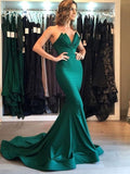 Vestidos de crepé con cola de corte trompeta/sirena, sin mangas, escote en V