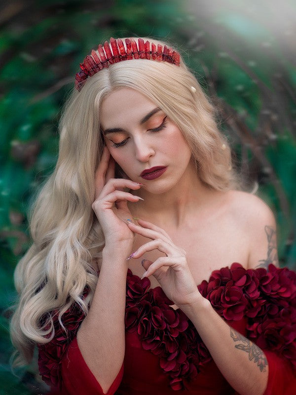 Vestidos de tul estilo princesa, corte A, mangas 1/2, flores hechas a mano, hombros descubiertos y cola larga