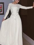 Ivory Chiffon A-Line Floor-Length Dress with Scoop Neck and Full-coverage Sequin Embellishment