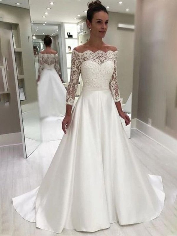 White Lace A-Line Floor-Length Bridesmaid Dress