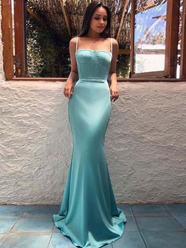 Teal Satin Sweetheart Mermaid Floor-Length Dress