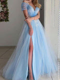 Vestidos de corte A/princesa con tul, encaje, escote en V, mangas cortas y cola larga