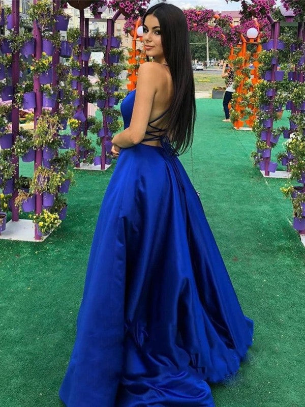 Vestidos de satén con volantes, tirantes finos, sin mangas y corte princesa