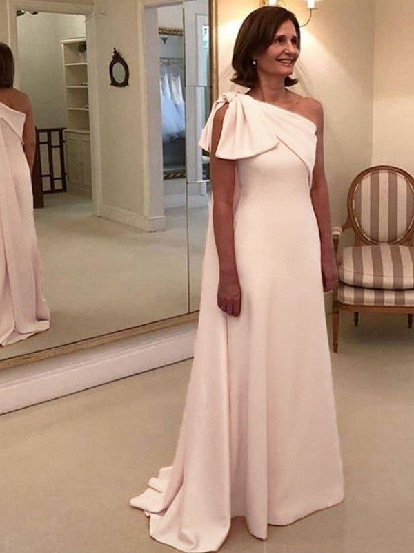 Blushing Pink One Shoulder A-Line Crepe Floor-Length Bridesmaid Dress