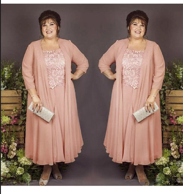 Abiti da sposa a trapezio/principessa in chiffon e pizzo, senza maniche, lunghi fino alla caviglia