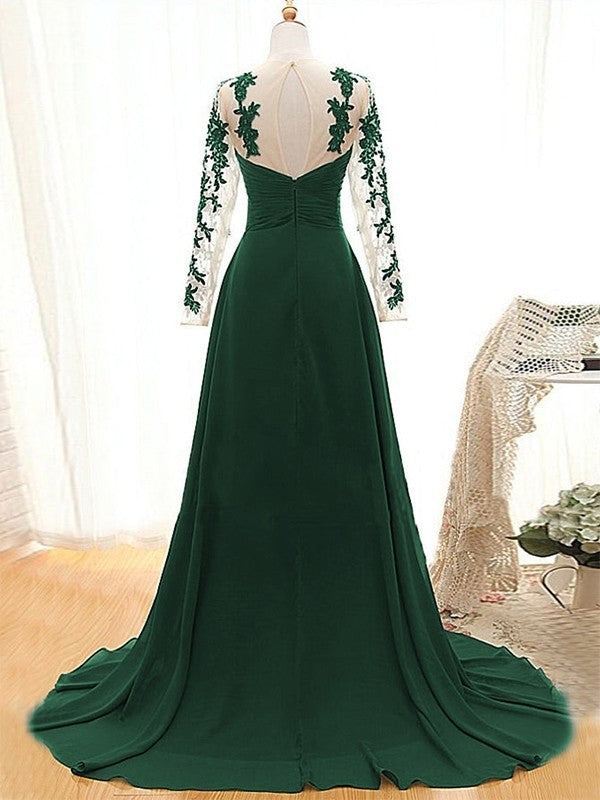 Forest Green Chiffon A-Line Floor-Length Bridesmaid Dress