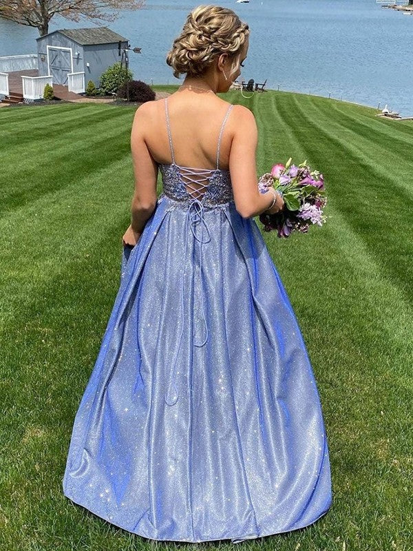 Abiti a trapezio/principessa con applicazioni, scollo a V, senza maniche, strascico a ruota