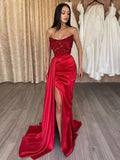 Red Sequin Sweetheart Mermaid Floor-Length Evening Dress