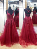 Abiti a trapezio/principessa in tulle con applicazioni, scollo a V, senza maniche, con strascico a ruota