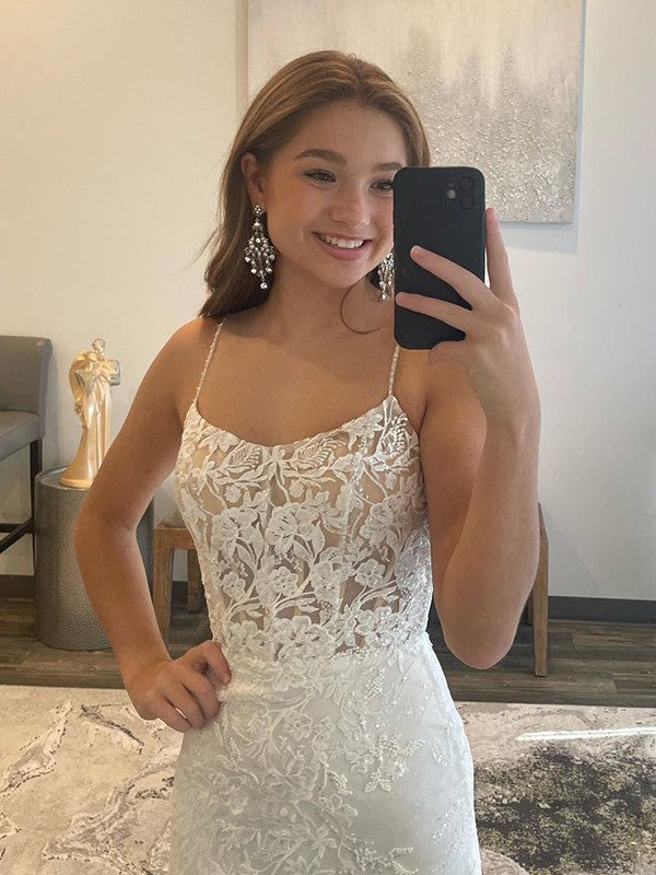 Ivory Lace Overlay Sweetheart Mermaid Floor-Length Dress