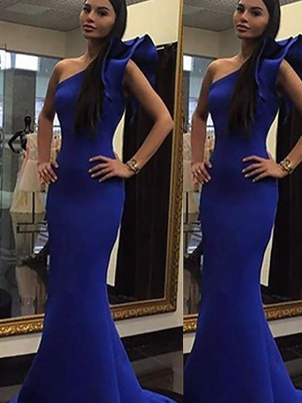 Red Satin Halter Neckline Mermaid Floor-Length Evening Dress