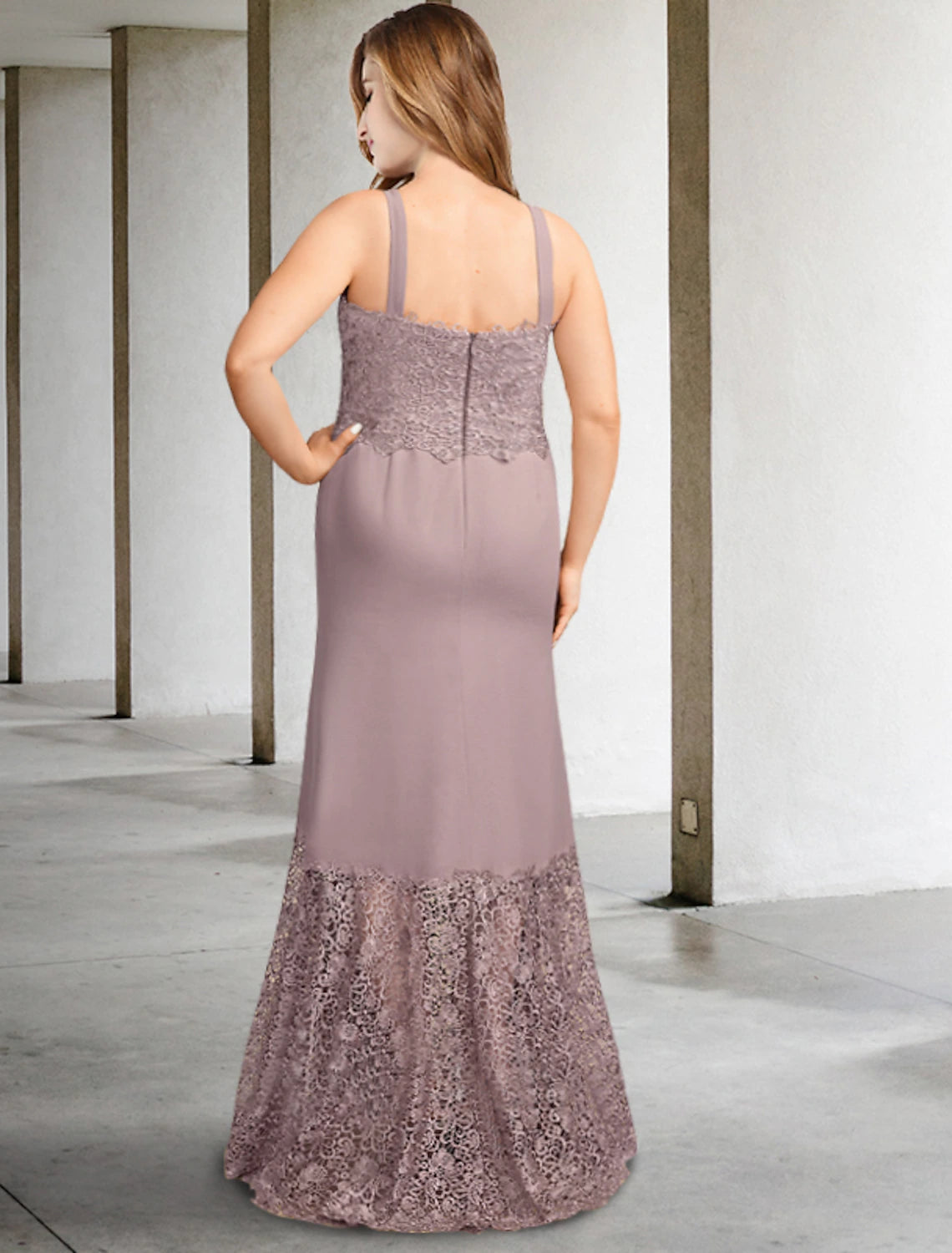 Vestido de dos piezas de corte A para madre de la novia, talla grande, para ocultar la curva del vientre, elegante, formal, asimétrico, sin mangas, cuello cuadrado, de gasa con apliques.