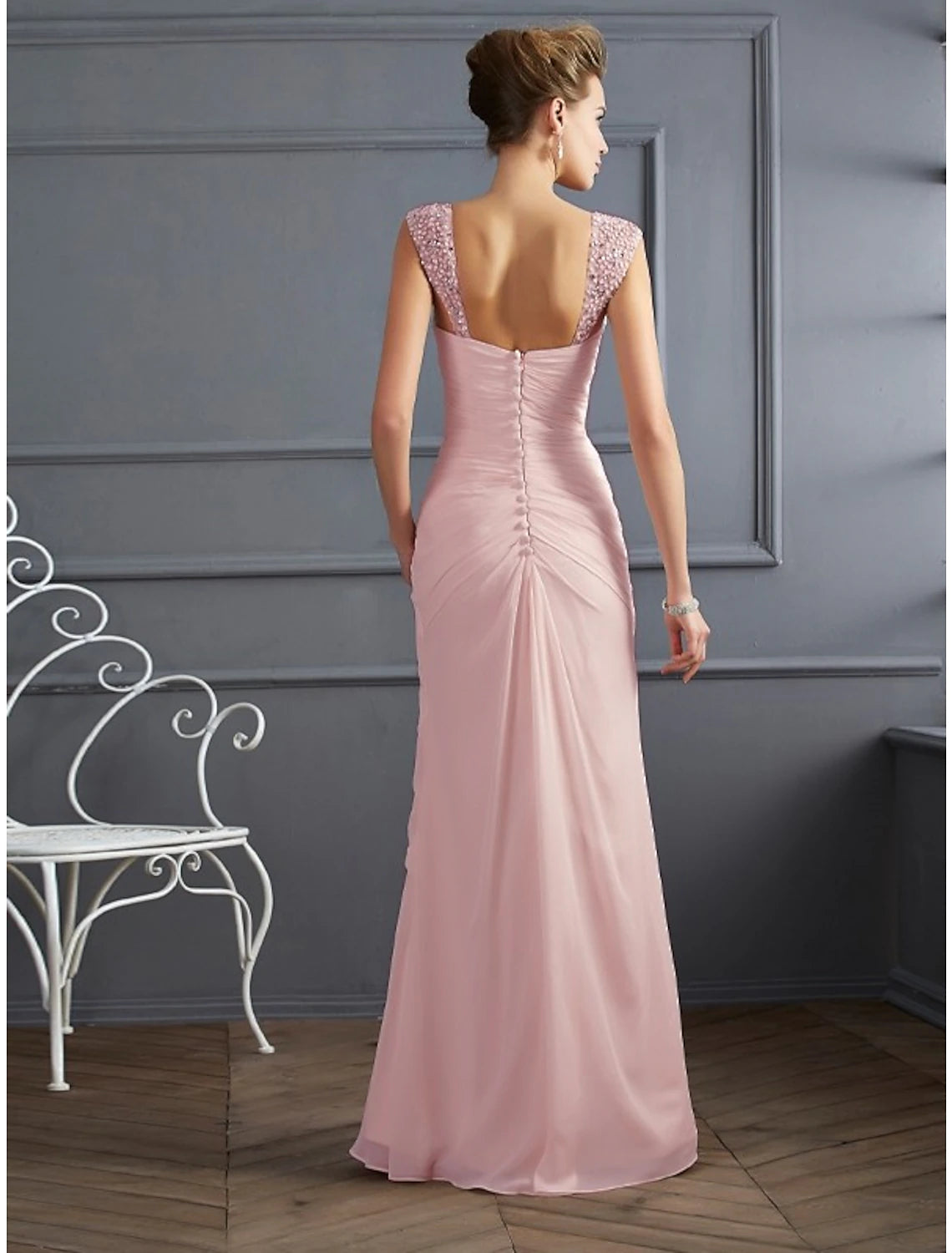 Blushing Pink Chiffon A-Line Sweetheart Floor-Length Bridesmaid Dress