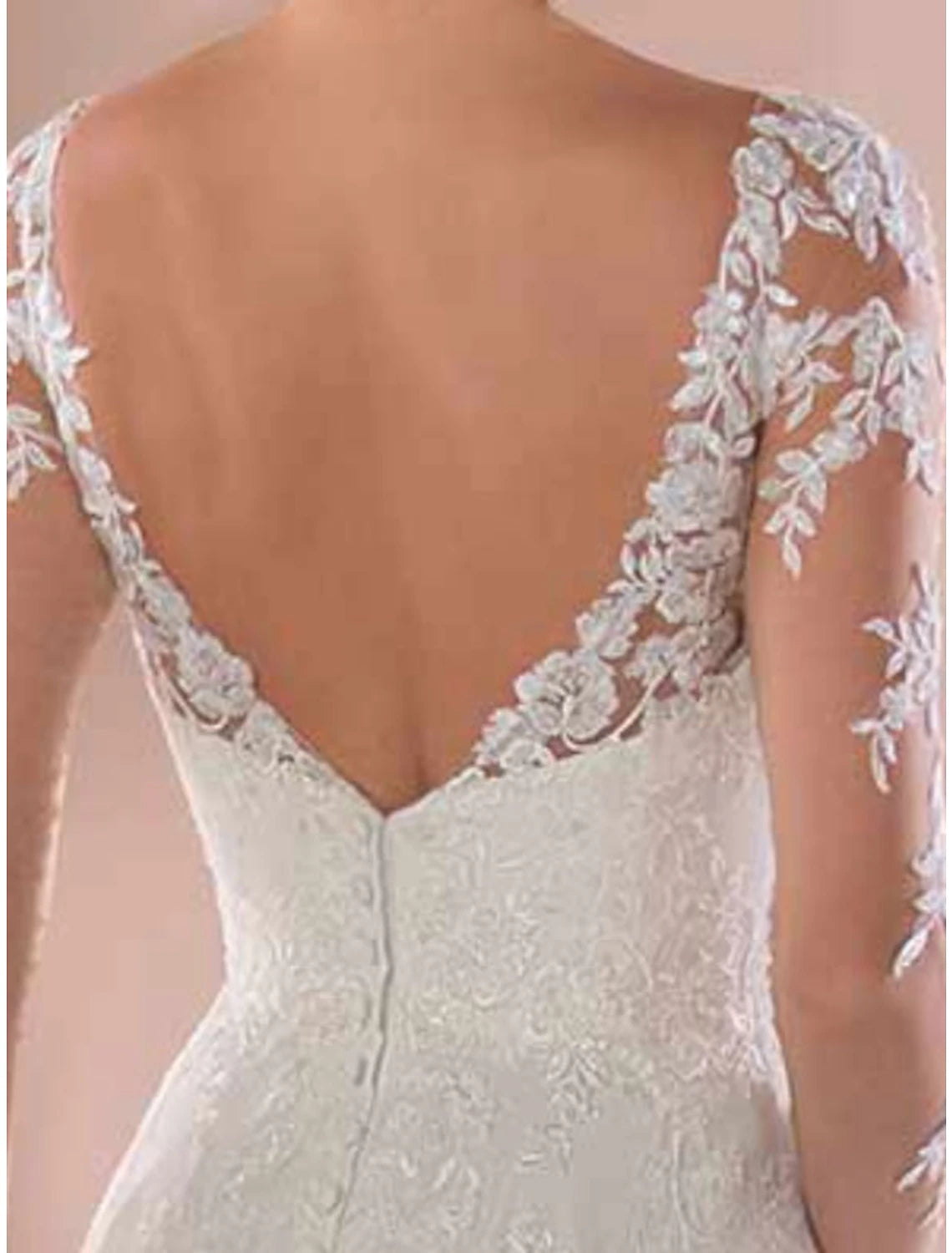 Abiti da ballo a trapezio, eleganti, per invitati a nozze, per feste di nozze, con strascico a ruota, maniche lunghe, scollo a V, in chiffon con applicazioni