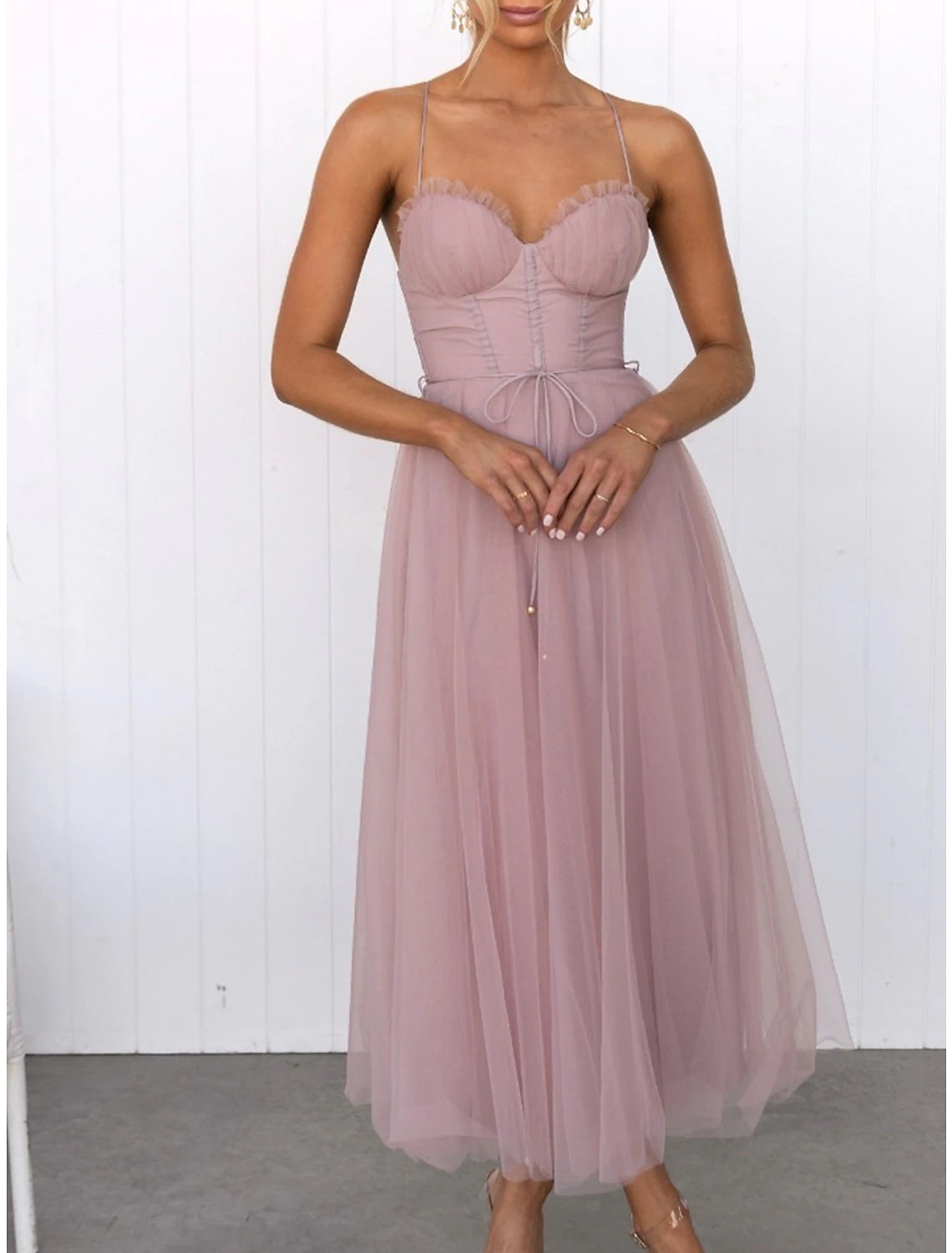 Women's Prom Dress Party Dress Homecoming Black Dress Corset Dress Long Dress Maxi Dress Black Pink Brown Sleeveless Pure Color Mesh Summer