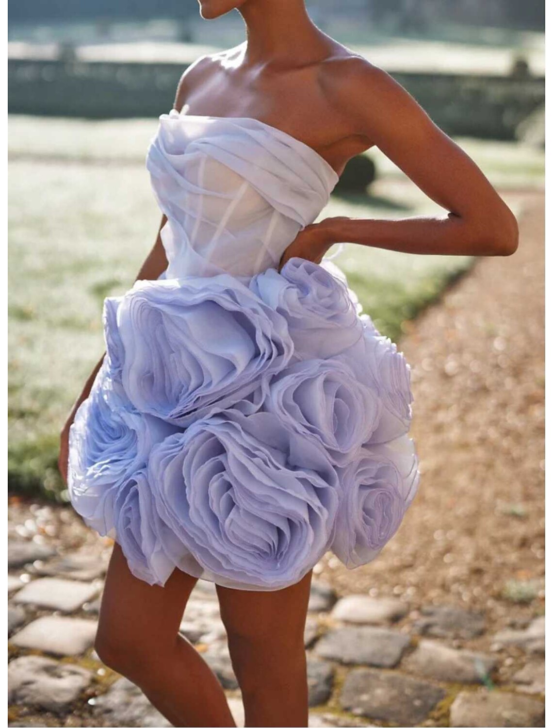 Vestidos de fiesta de graduación con corsé, cortos/mini, sin mangas, sin tirantes, de tul y fruncidos.