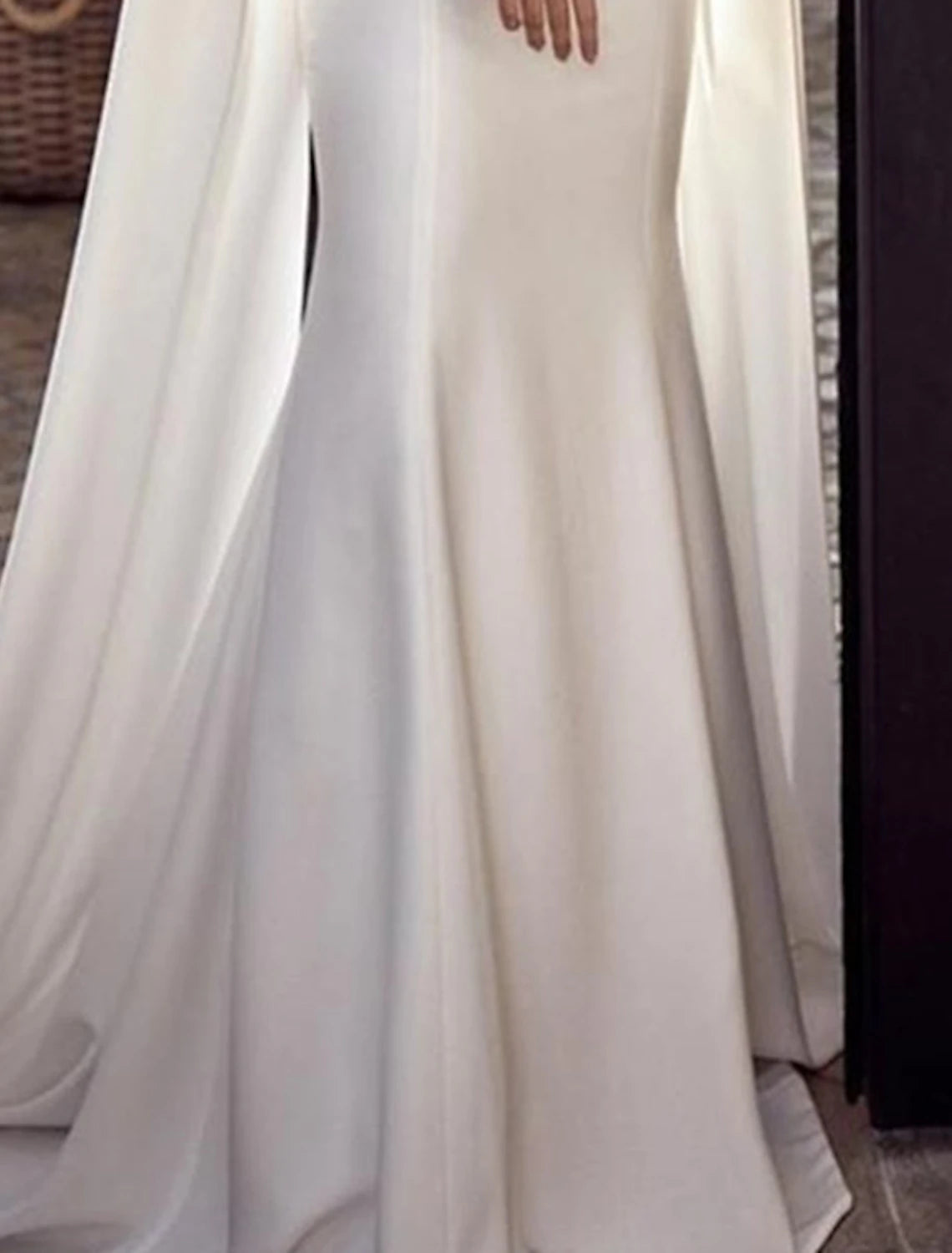 Abito da sera a sirena, abito lungo, abito da cerimonia, abito da cerimonia formale, strascico, senza maniche, scollo gioiello, mantelle in chiffon con scialle 2025