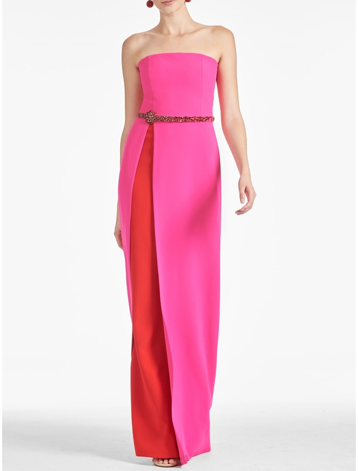 Abito da sera nero a trapezio, elegante, formale, lunghezza alla caviglia, senza maniche, senza spalline, con paillettes e cristalli glitterati