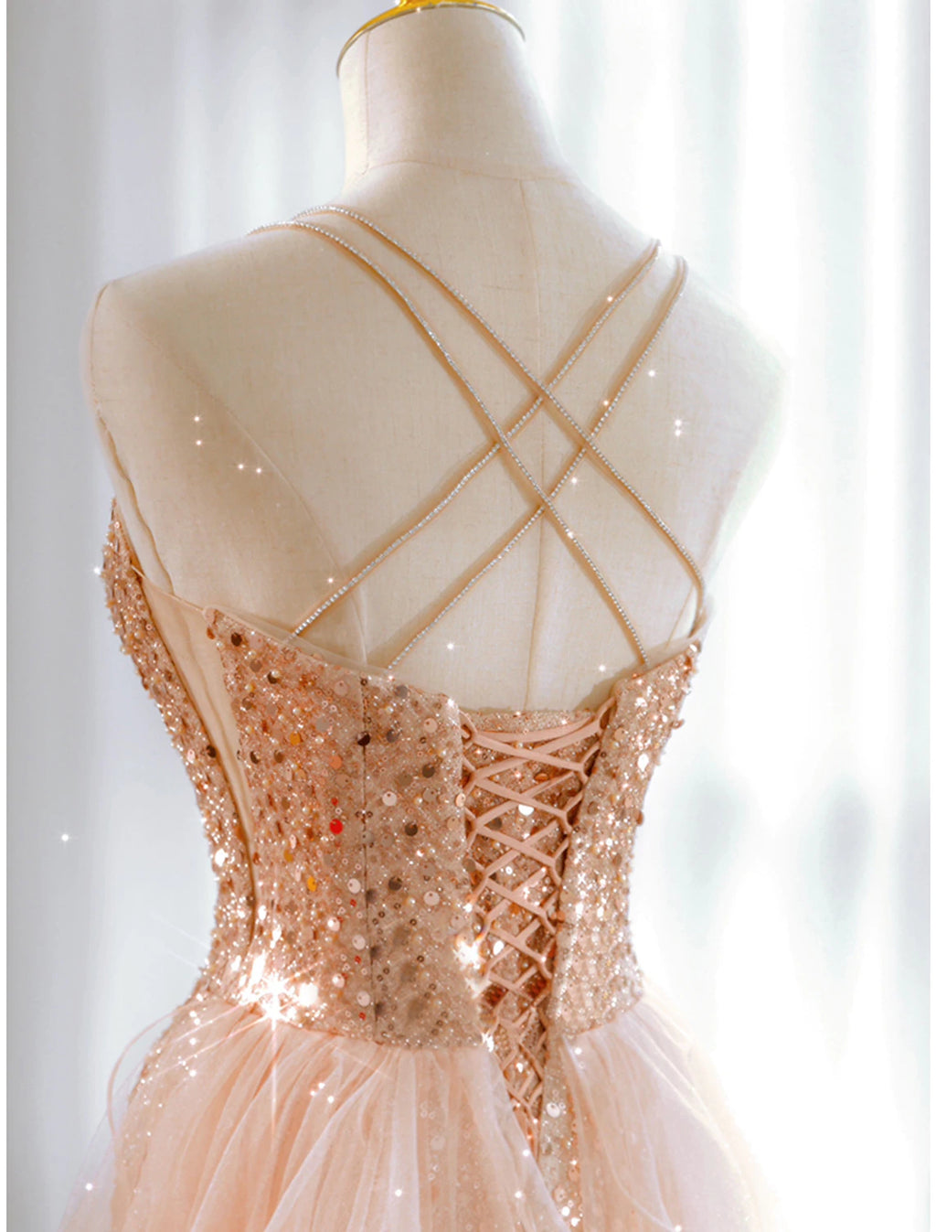 Rose Gold Sequin Sweetheart Sheath/Column Floor-Length Evening Dress
