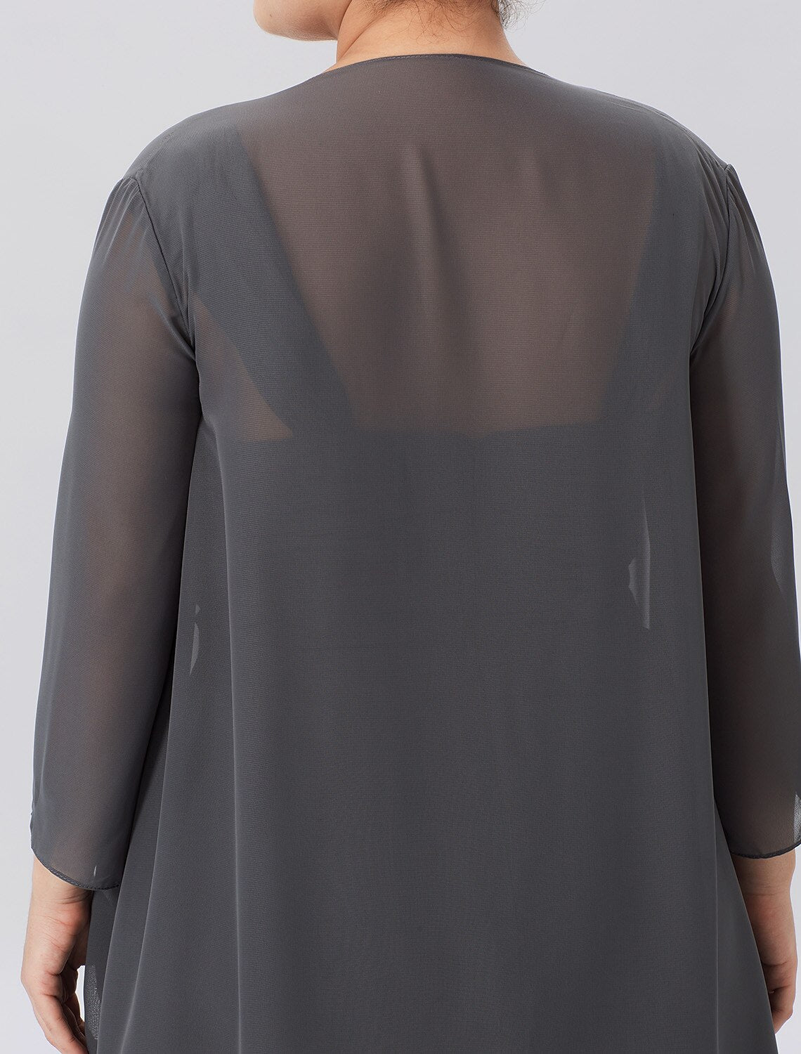 Abito da madre della sposa a trapezio, elegante, taglie forti, con spalline, lunghezza al ginocchio, in chiffon, senza maniche, con pieghe incrociate