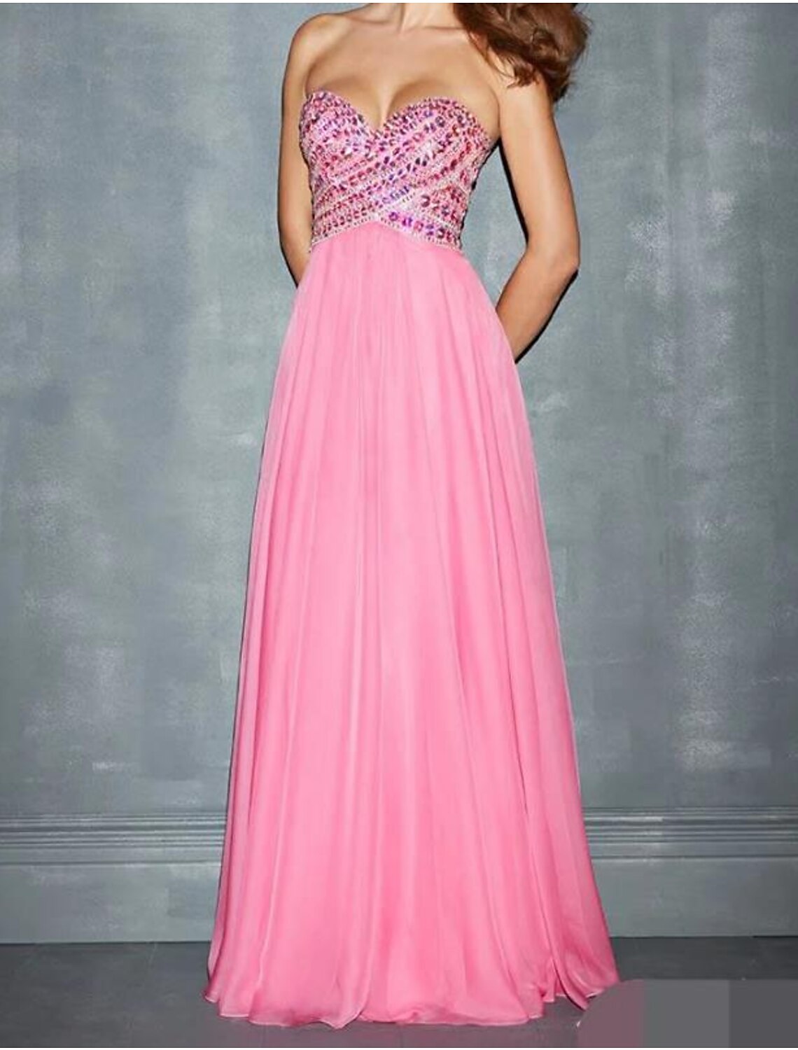 Lavender Embellished Sweetheart Chiffon A-Line Floor-Length Evening Dress