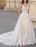 Vestidos de novia blancos cortos, corte A, camisola, escote en V, sin mangas, cola de corte, vestidos de novia de encaje con apliques, color liso