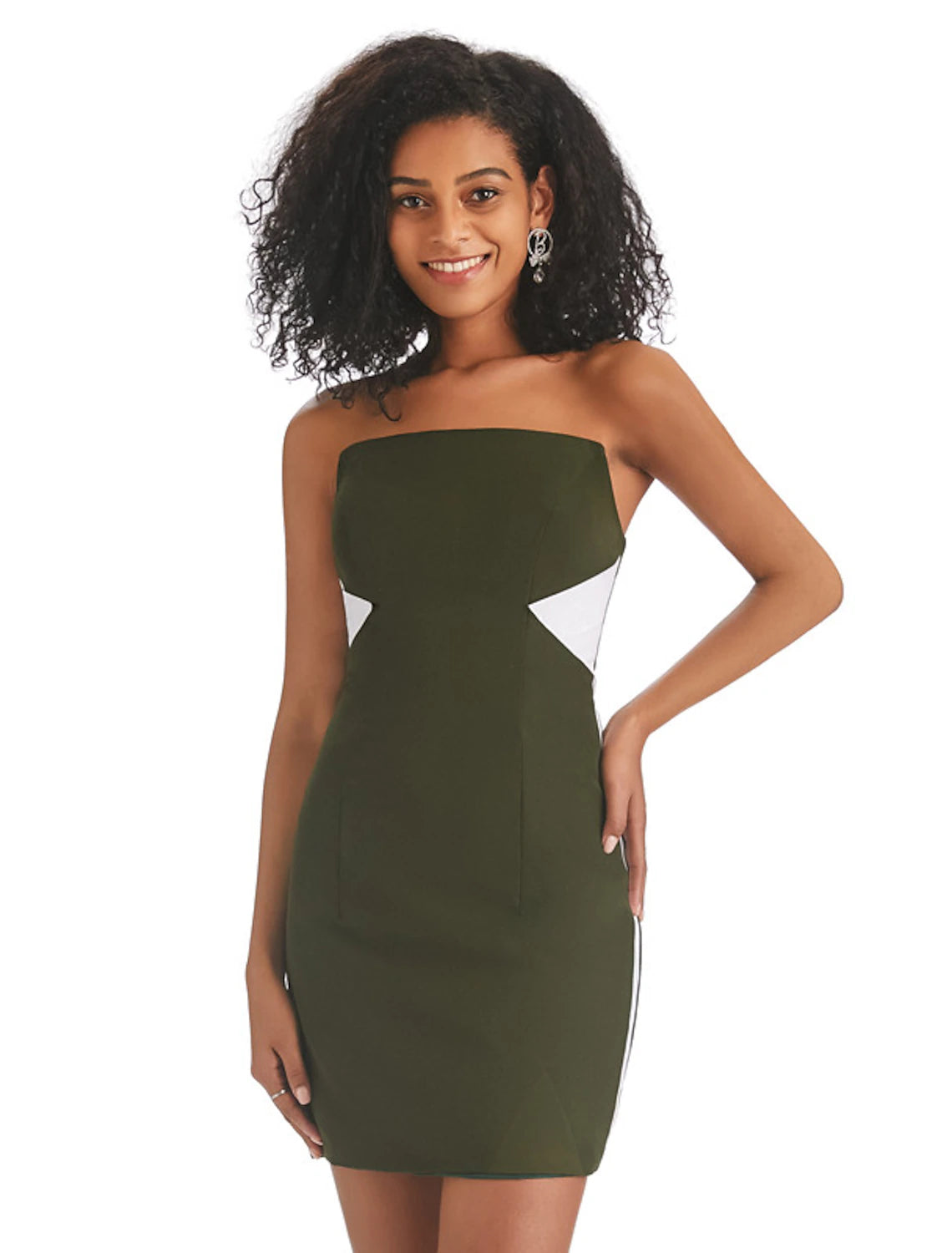 Vestido de fiesta con corte en forma de tubo, con bloques de color, para graduación, cumpleaños, corto, sin mangas, sin tirantes, con flecos (2025)