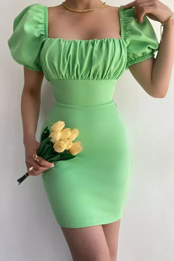 Sheath/Column Square Short Sleeve Short Homecoming Dress