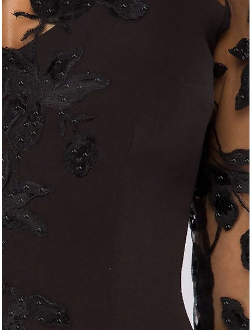 Vestido de noche elegante de corte A para invitada de boda, largo hasta el suelo, manga 3/4, cuello joya, satén con apliques de cuentas