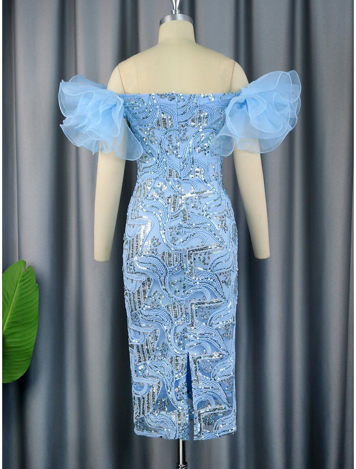 Vestido de fiesta de tubo/columna Vestido floral Fiesta de cóctel Fiesta de bodas Hasta la rodilla Sin mangas Hombros descubiertos Con lentejuelas