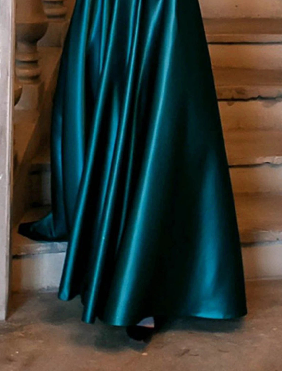 Vestido de noche de corte A, vestido de maternidad rojo y verde, vestido formal hasta el suelo, manga corta, cuello en V, charmeuse con fruncido, color puro