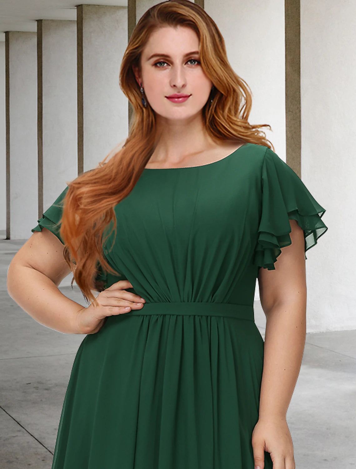 Abiti da sposa a trapezio per la madre della sposa, taglie forti, eleganti, con curve che nascondono la pancia, lunghi fino al pavimento, maniche corte, scollo gioiello, in chiffon con pieghe