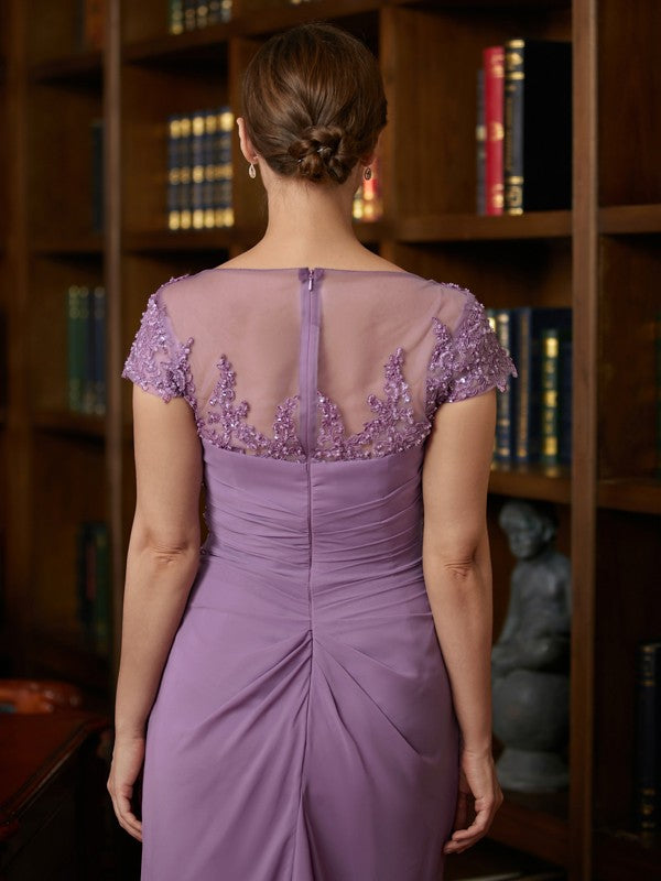 Lilac Chiffon Mother of the Bride Tea-Length Dress with Sequin Bodice