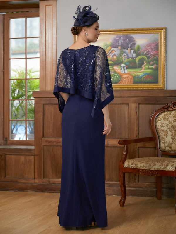 Abiti da madre della sposa lunghi fino a terra, senza maniche, in crêpe a tubino/colonna