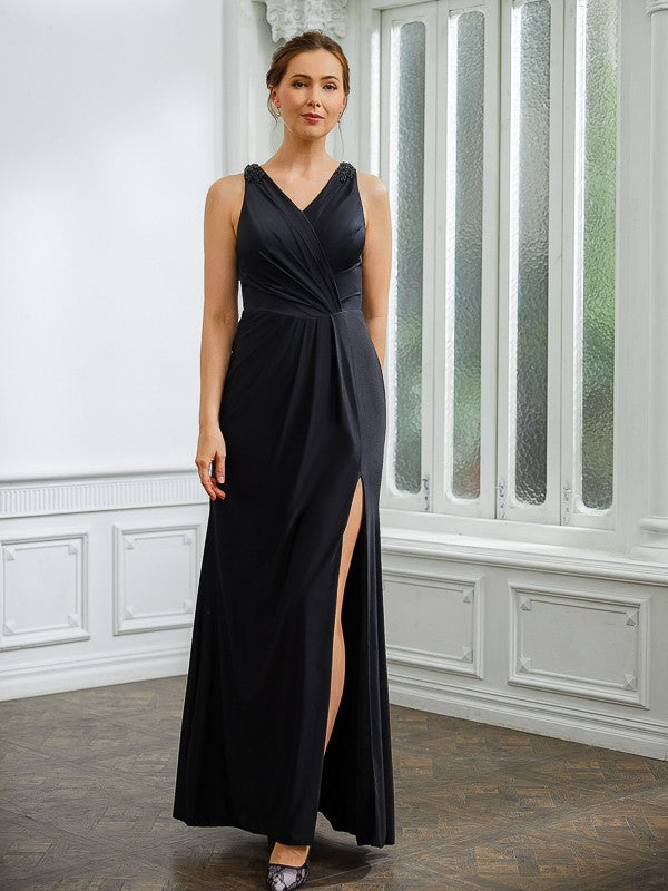 Black Chiffon A-Line Floor-Length Evening Dress with Cape
