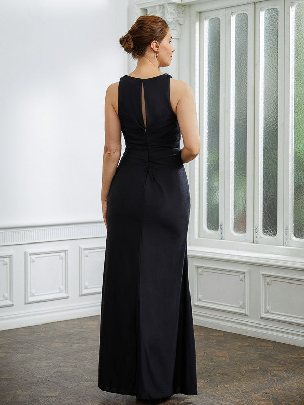 Black Chiffon A-Line Floor-Length Evening Dress with Cape