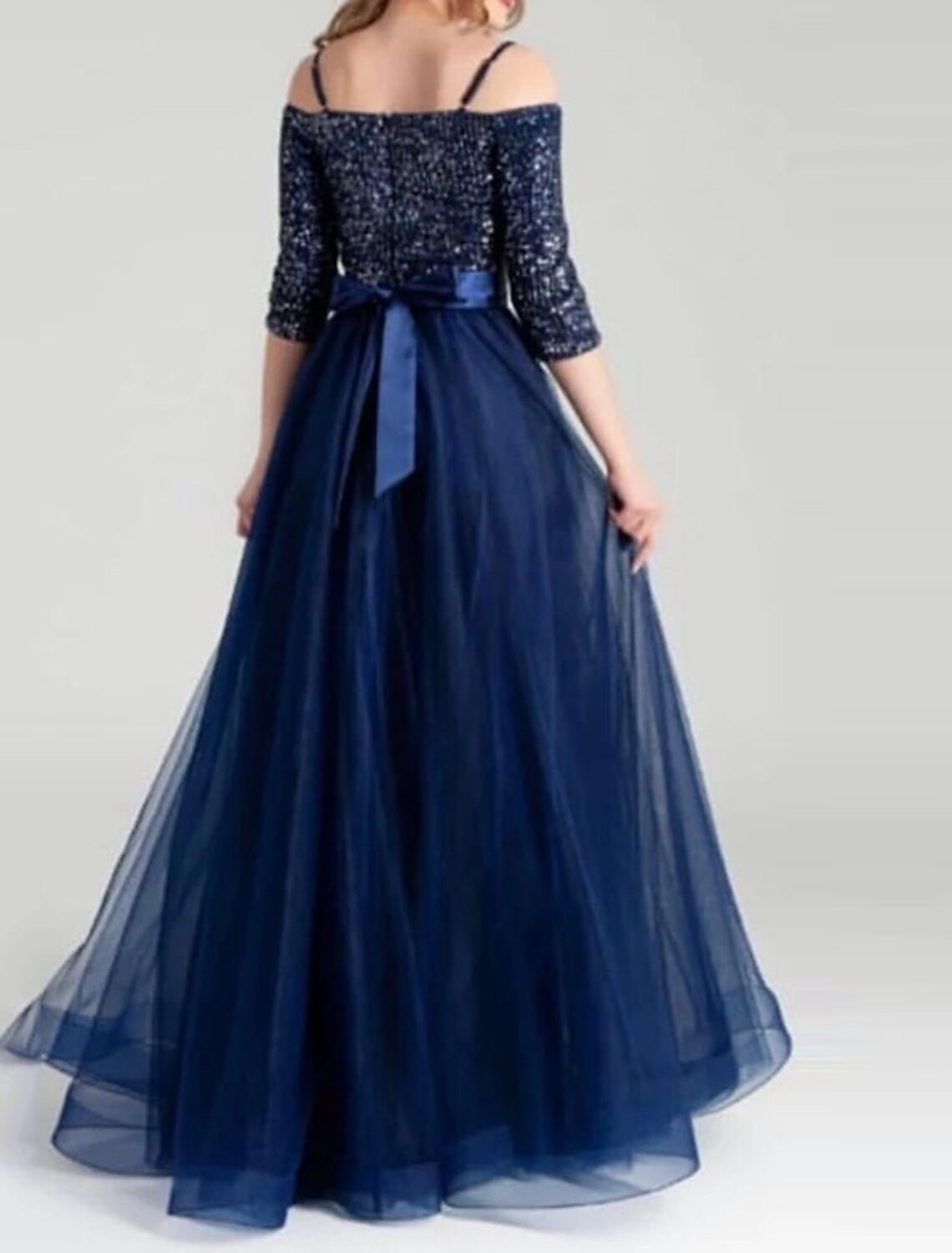 A-Line Prom Dresses Maxi Dress Formal Wedding Party Floor Length Half Sleeve Spaghetti Strap Belt / Sash Cotton Backless with Glitter Pleats Sequin 2025