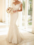 Ivory Lace Mermaid Sweetheart Wedding Dress with Train