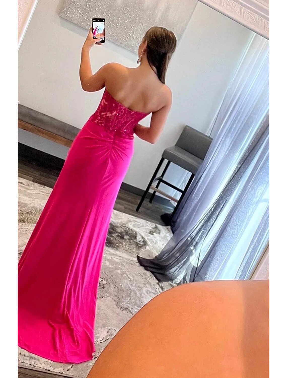 Mermaid / Trumpet Prom Dresses Empire Dress Formal Wedding Party Sweep / Brush Train Sleeveless Sweetheart Satin with Appliques