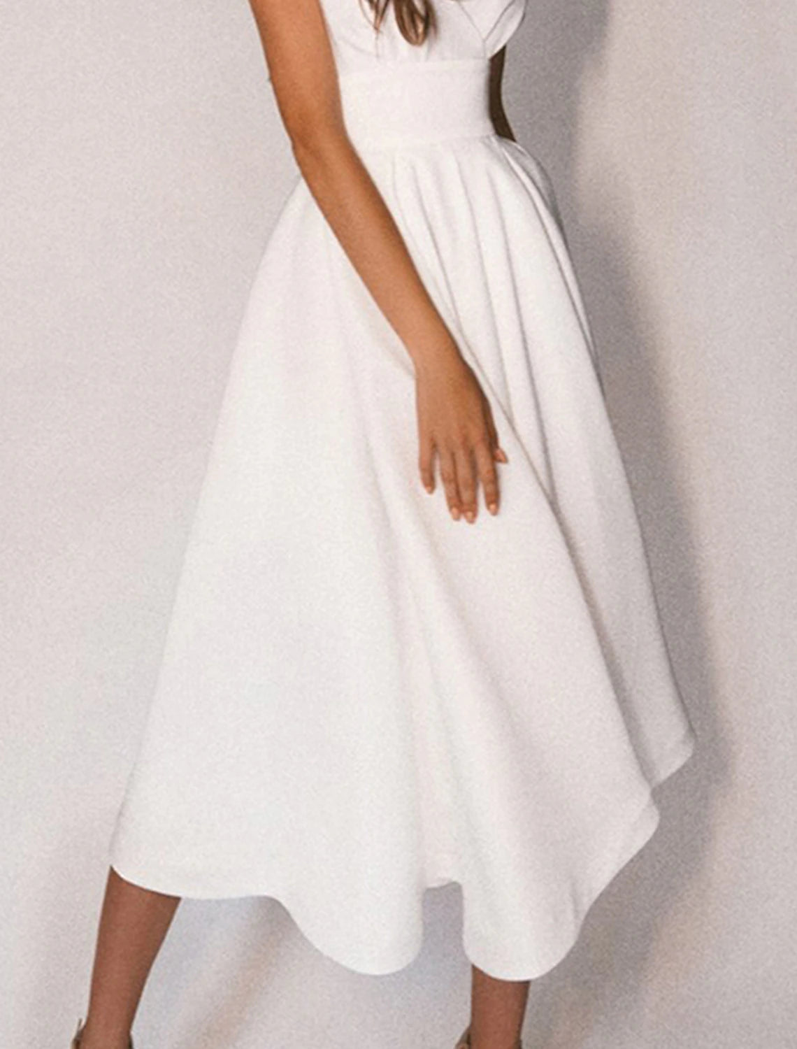 A-Line Cocktail Dresses Party Dress Homecoming Wedding Guest Tea Length Short Sleeve Off Shoulder  Fabric with Sleek Pure Color 2025