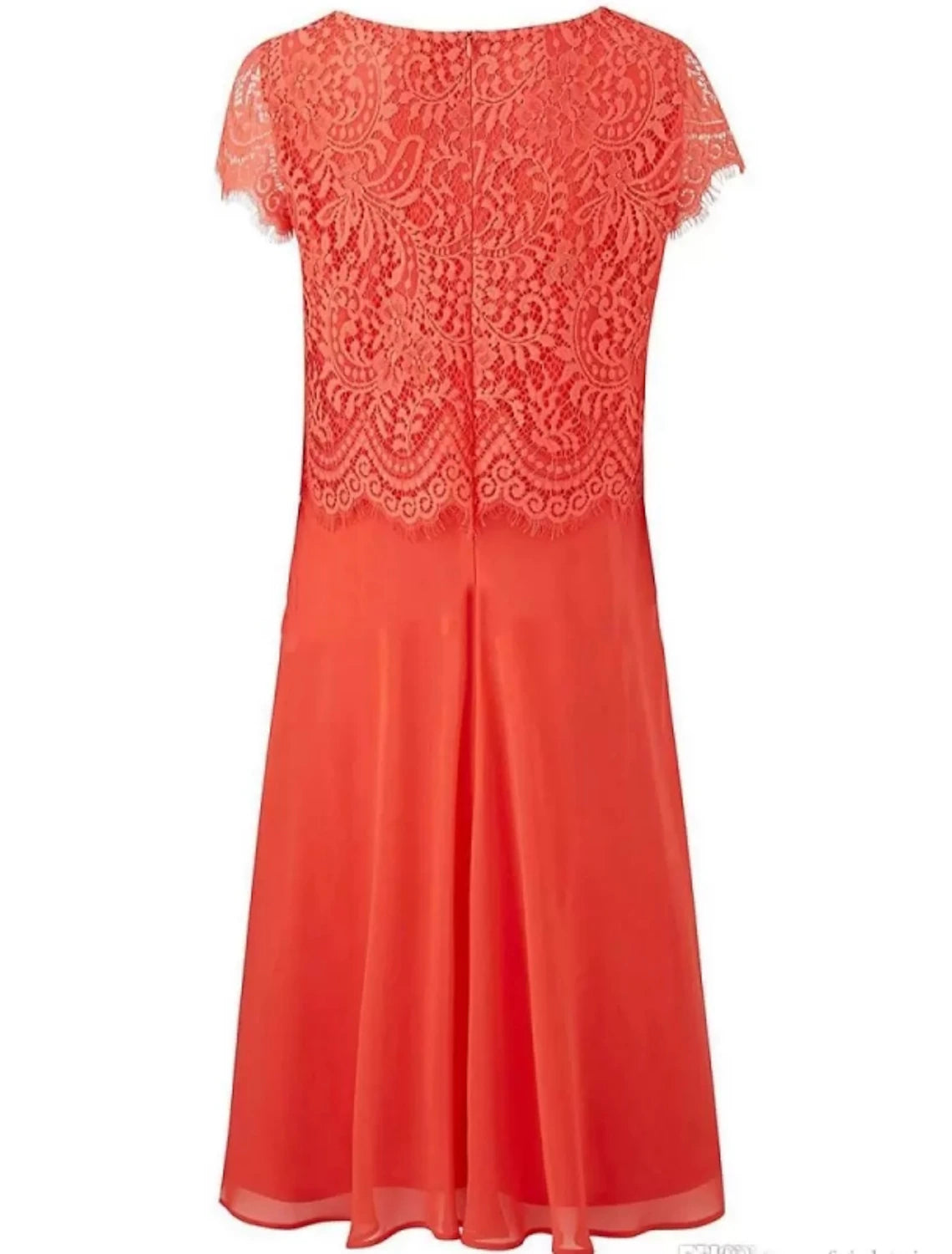 Abito da cerimonia per la madre della sposa, a tubino, elegante, stile vintage, con scollo a barchetta, lunghezza tè, in chiffon, pizzo, maniche corte, pieghe, tinta unita