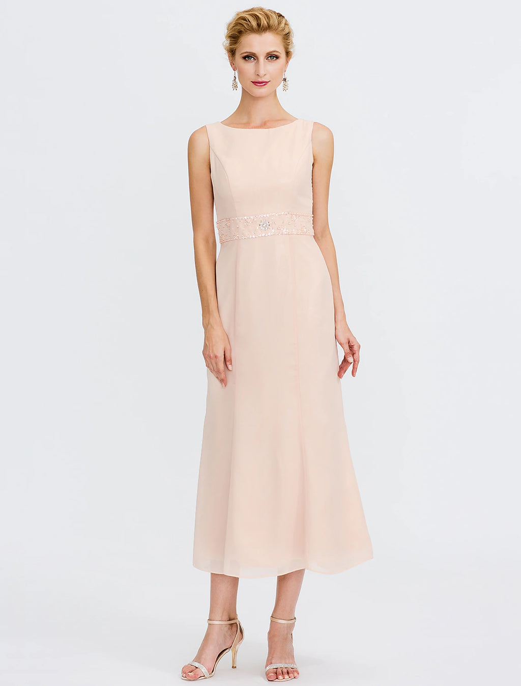 Blushing Pink Tea-Length Mother of the Bride Dress with Jacket