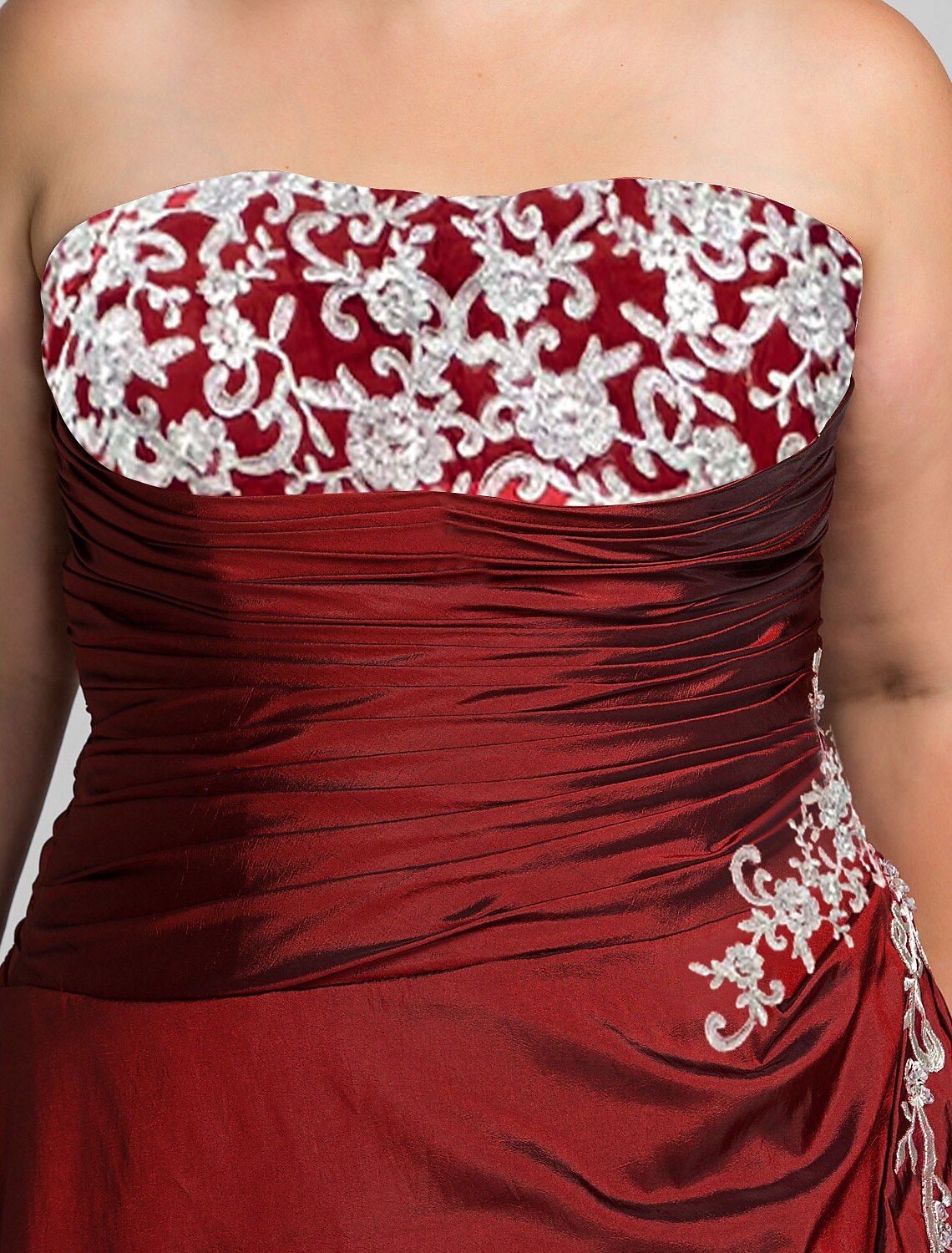 Vestido de fiesta de talla grande, vestido de noche formal, sin tirantes, sin mangas, largo hasta el suelo, de tafetán con apliques de cuentas