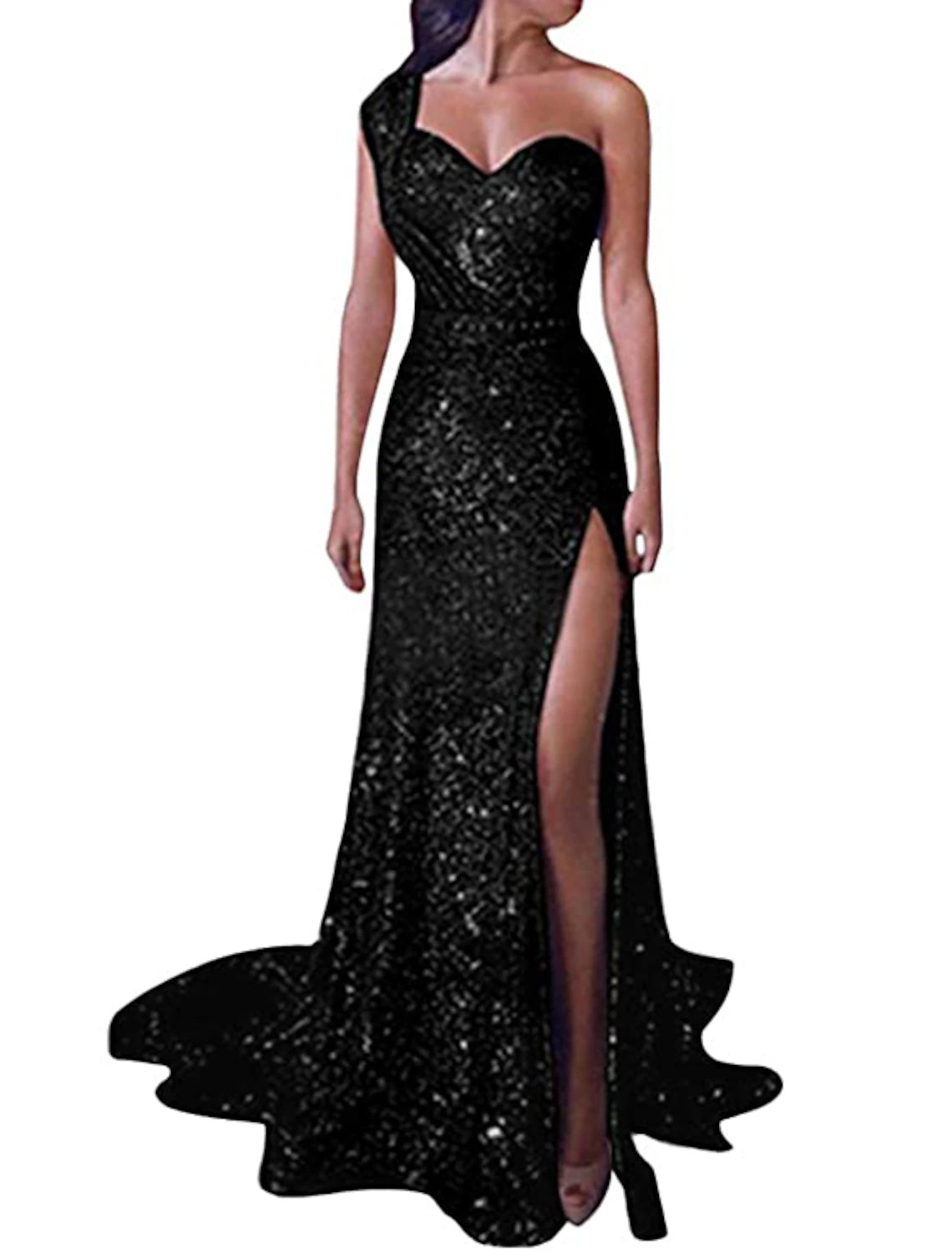 Mermaid Dress Evening Dresses Christmas Red Green Dress Sparkle & Shine Dress Prom Formal Evening Court Train One Shoulder Sleeveless Sequined with Sequin Slit 2025