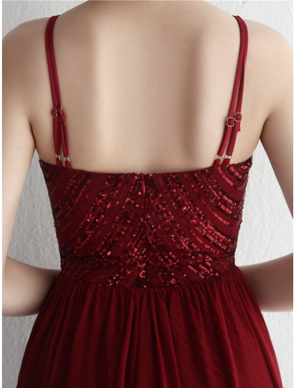 Mermaid / Trumpet Evening Gown Elegant Dress Formal Sweep / Brush Train Sleeveless Spaghetti Strap Chiffon with Glitter Pleats