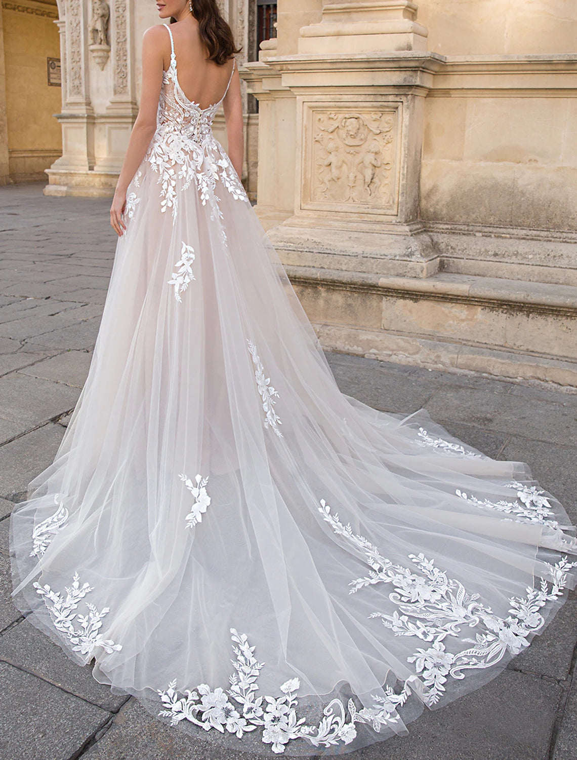 Vestidos de novia blancos cortos, corte A, camisola, escote en V, sin mangas, cola de corte, vestidos de novia de encaje con apliques, color liso