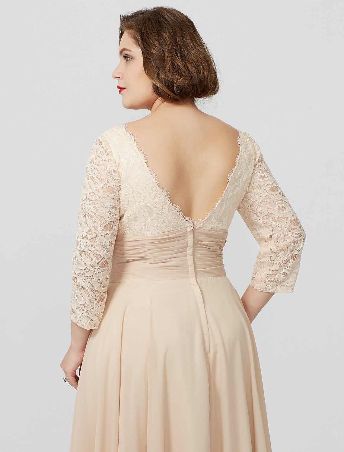 Vestido de madre de la novia con corte tubo/columna, formal, clásico y atemporal, elegante y lujoso, talla grande, escote cuadrado, largo hasta el suelo, gasa, encaje metálico, manga 3/4, sin mangas, con faja/cinta y flores