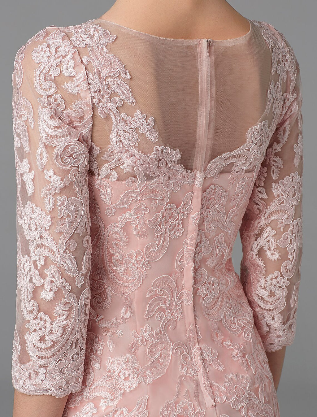Vestido de madre de la novia de dos piezas, estilo tubo/columna, con brillo y brillo, cuello joya, largo hasta la rodilla, de gasa, con encaje, mangas 3/4, chaqueta y apliques de cuentas.